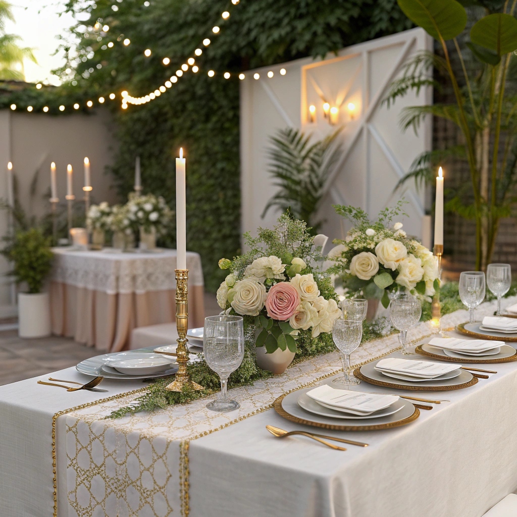 Elegant table setting with linens